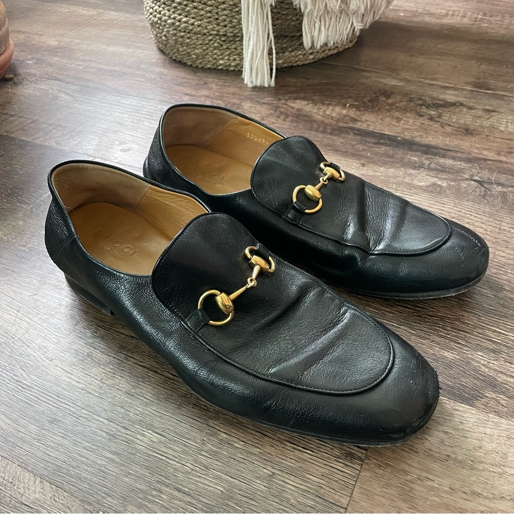 GUCCI Horsebit Loafer Black Leather Foldable Women's